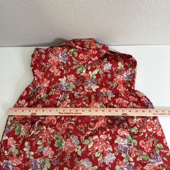 Vintage Laura Ashley Size M Playsuit Jumpsuit Romper Red Floral Cottagecore Crop - Picture 12 of 12